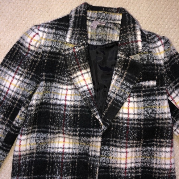 Warm Checkered Pea Coat - Picture 3 of 7
